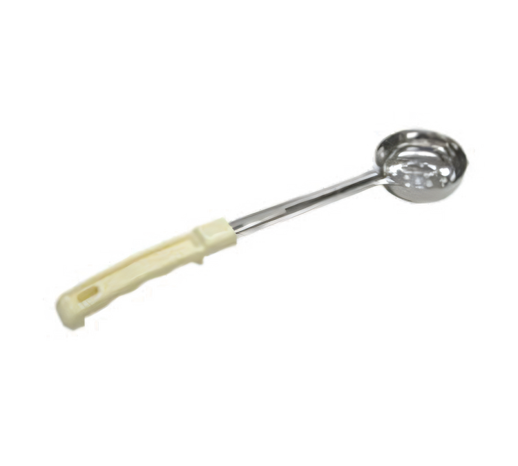 Product image #1 for Admiral Craft 3 oz Perforated One-Piece Stainless Steel Portion Control Ladle with Beige Plastic Handle