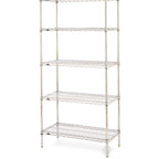Thumbnail image #5 for Metro Super Erecta 5N547BR Stationary Wire Shelving Starter Unit, 5 Shelves, 42"W x 24"D x 74"H, Brite Finish, Knock-Down