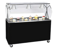Vollrath 2-Series Affordable Portable 60-Inch Mobile Solid-Top Utility Station with Illuminated Buffet Breath Guard and Sliding Door Storage