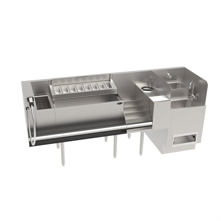 Product image #1 for Krowne Taffer Command Station 80-Inch Underbar Bar Ice Bin with Cold Plate and Dual Hybrid Sink