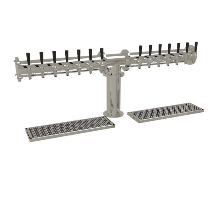 Product image #1 for Glastender Pipe Tee Draft Dispensing Tower, 14-Faucet, Countertop, Air-Cooled, Mirror Finish