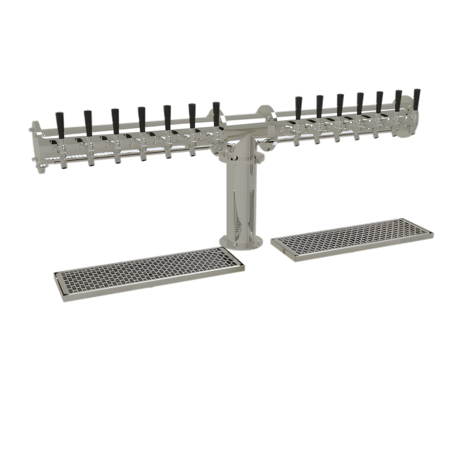 Product image #1 for Glastender Pipe Tee Draft Dispensing Tower, 14-Faucet, Countertop, Air-Cooled, Mirror Finish
