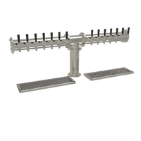 Glastender Pipe Tee Draft Dispensing Tower, 14-Faucet, Countertop, Air-Cooled, Mirror Finish