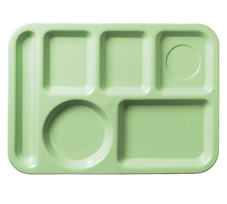 Product image #1 for Carlisle Left-Handed 6-Compartment Rectangular Compartment Tray, Green ABS Plastic, 13-7/8 x 9-7/8 Inches