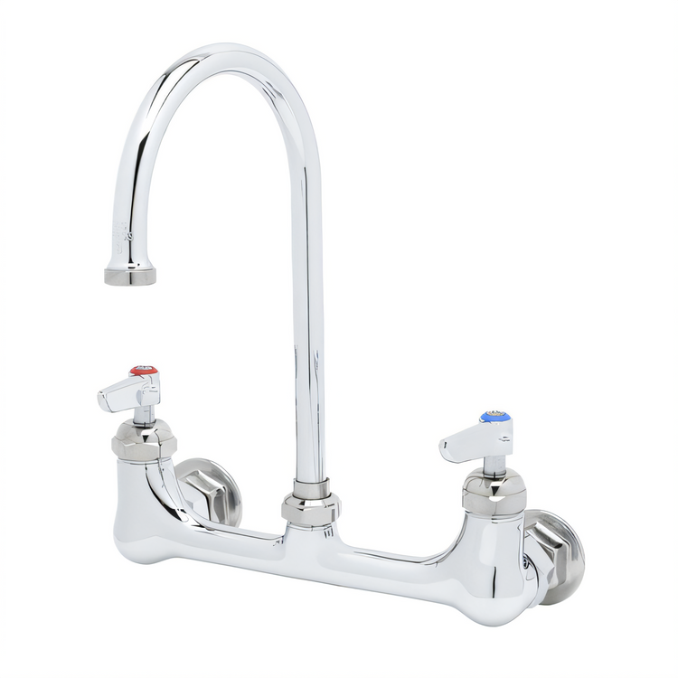 Product image #1 for T&S Brass B-0331 Low-Lead Wall Mount Double Pantry Mixing Faucet with Gooseneck Spout