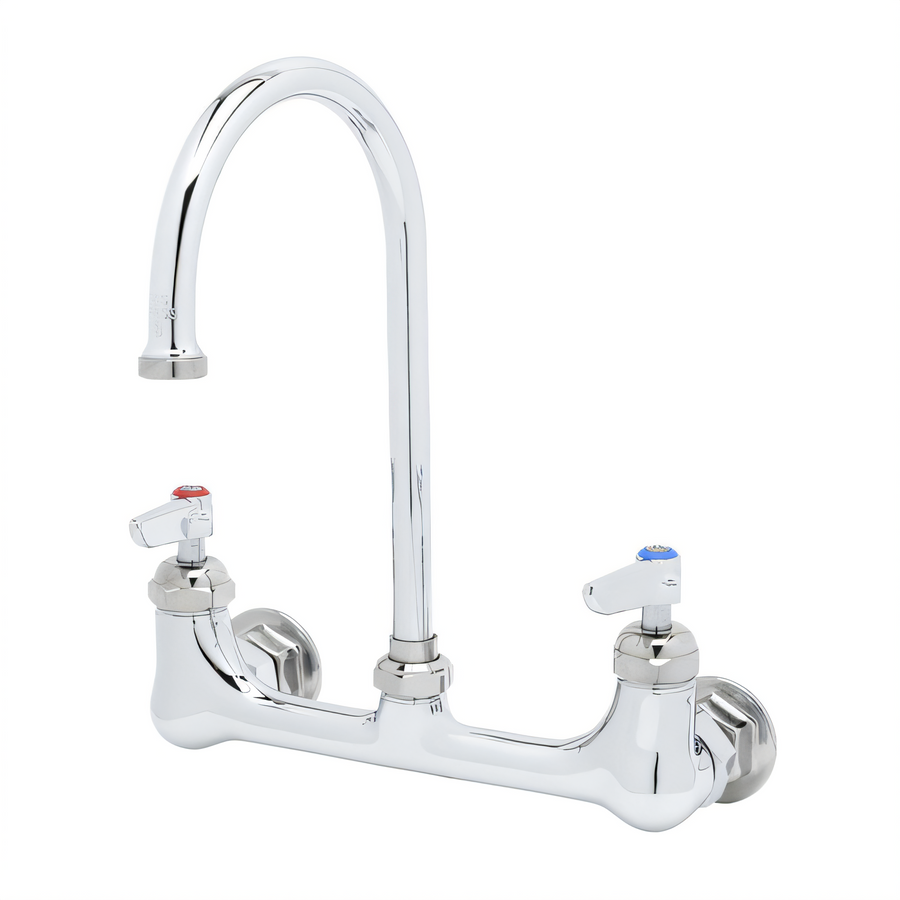 Product image #1 for T&S Brass B-0331 Low-Lead Wall Mount Double Pantry Mixing Faucet with Gooseneck Spout