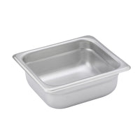 Winco 1/6 Size 2-1/2 Inch Deep 24 Gauge Anti-Jamming Solid Stainless Steel Steam Table Pan