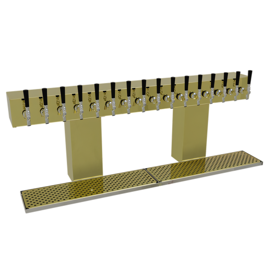 Product image #1 for Glastender BRT-16-PBR 16-Faucet Glycol-Cooled Polished Brass Bridge Draft Dispensing Tower