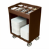 Thumbnail image #1 for Cambro Tray & Silverware Cart with 8 Compartments, Pans and Vinyl Cover, Dark Brown
