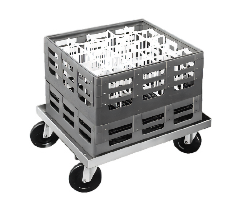 Product image #1 for Double-Wide Aluminum Glass Rack / Milk Crate Dolly with 5-Inch Swivel Casters for (2) 20" x 40" Racks