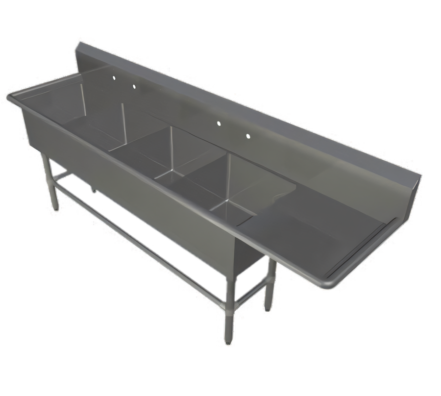 Product image #1 for John Boos Pro-Bowl 4-Compartment Stainless Steel Sink with 30-Inch Right Drainboard, 20 x 20 x 12-Inch Bowls
