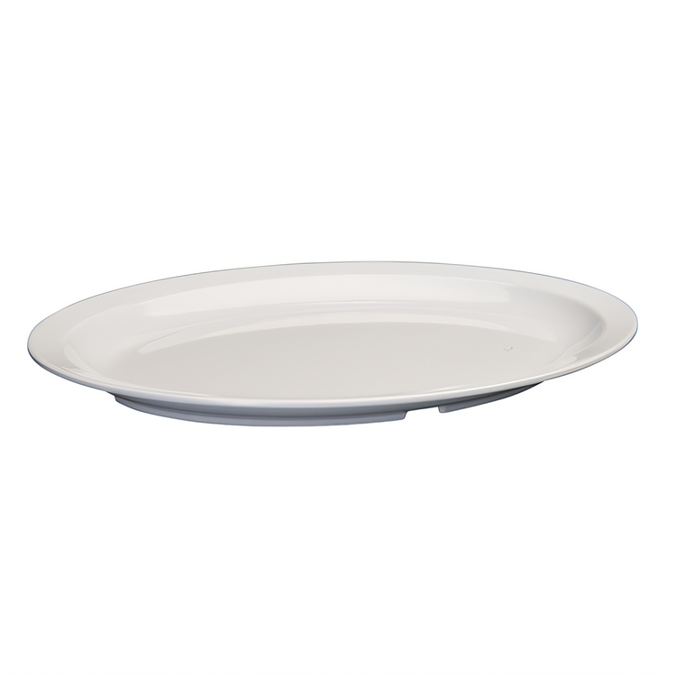 Product image #2 for Winco 13-1/8" x 9-1/2" White Oval Narrow Rim Melamine Platter