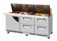 Turbo Air Super Deluxe 72-5/8-Inch Front Breathing Sandwich/Salad Mega Top Prep Table with 1 Door and 4 Drawers