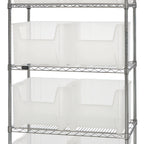 Thumbnail image #1 for Quantum WR5-800CL 36"W x 18"D x 74"H 5-Shelf Stationary Wire Shelving Unit with 8 Clear Bins, Chrome Finish