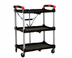 Thumbnail image #1 for Omcan Small Folding Dining Cart, 3-Shelf Polypropylene Bus Cart, Black