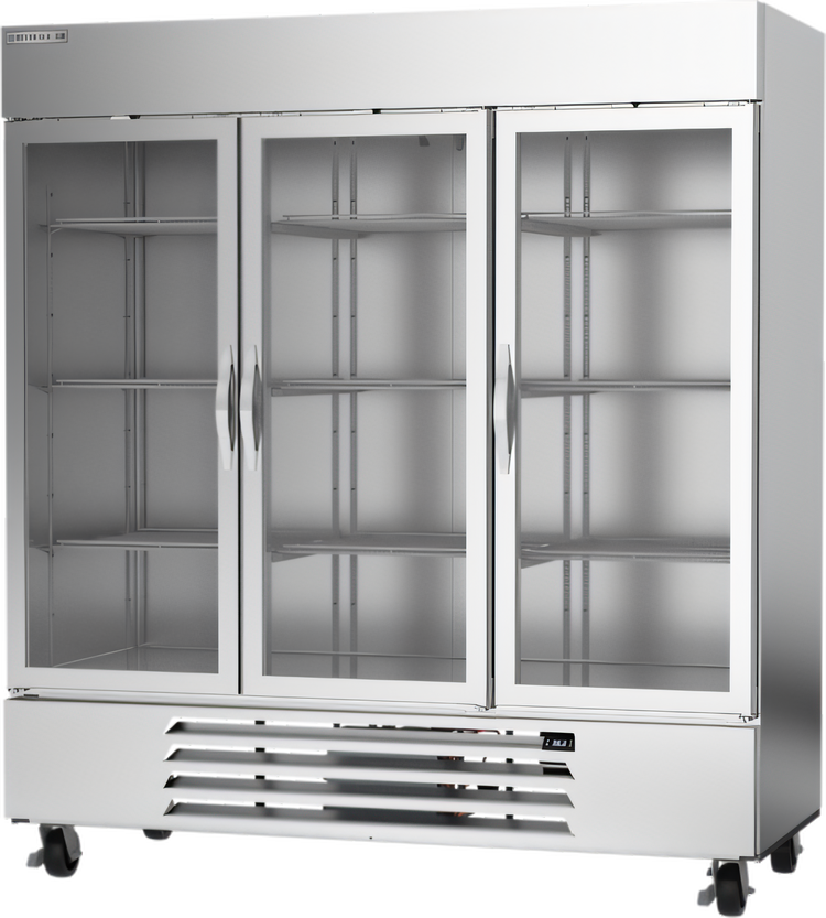 Product image #1 for Beverage-Air Horizon Series Three-Section Glass Door Reach-In Refrigerator, 70.19 Cu. Ft., Bottom Mount