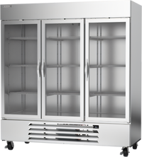 Beverage-Air Horizon Series Three-Section Glass Door Reach-In Refrigerator, 70.19 Cu. Ft., Bottom Mount