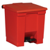Thumbnail image #1 for Rubbermaid Commercial Products Step-On 8 Gallon Rectangular Bathroom Trash Can with Hands-Free Pedal, Red