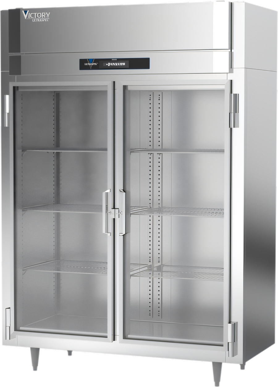 Product image #1 for Victory UltraSpec FSA-2N-S1-G-HC Shallow Depth 2-Section Glass Door Reach-In Freezer