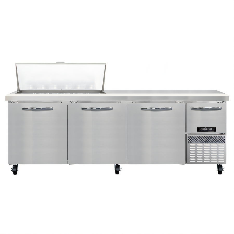 Product image #1 for Continental Refrigerator RA93N18M 93" Three-Door Refrigerated Base Sandwich Prep Table