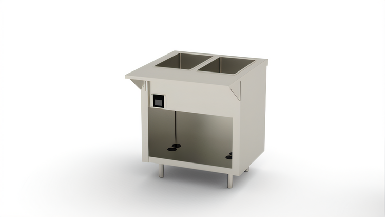 Product image #1 for Duke Thurmaduke Electric Ganged Waterless Well Food Warmer, 2-Well, Stainless Steel Top, Open Storage Base