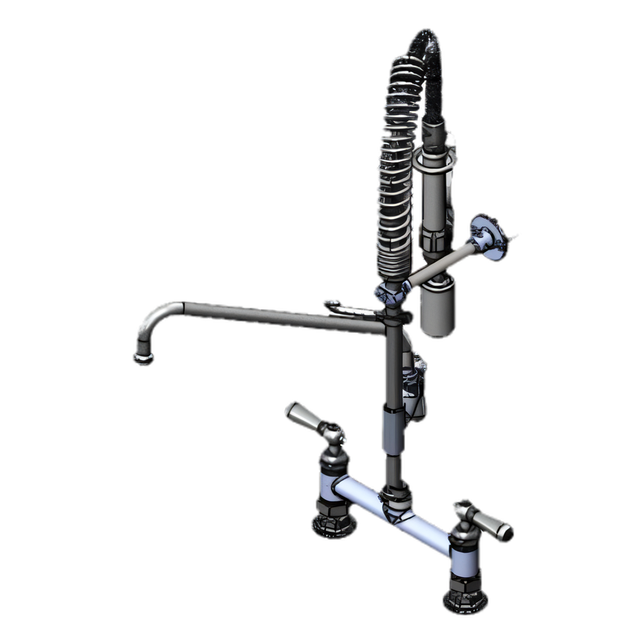 Product image #1 for T&S Brass Mini Deck-Mount Pre-Rinse Faucet with 12-Inch Swing Nozzle and Low-Flow Spray Valve