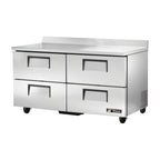 Thumbnail image #1 for True Mfg. - General Foodservice TWT-60D-4-HC 60-Inch Two-Section Stainless Steel Worktop Refrigerator with 4 Drawers, Rear-Mounted Self-Contained