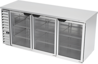 Beverage-Air BB78HC-G-S 78-Inch Three-Section Glass Door Self-Contained Back Bar Refrigerator