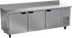 Thumbnail image #1 for Beverage-Air Three-Section Worktop Refrigerator with 3 Solid Doors, 93-Inch Stainless Steel Top, and 4-Inch Backsplash