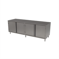 BK Resources 84-Inch x 30-Inch Dual-Access Stainless Steel Chef Table with Hinged Doors