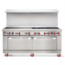 Thumbnail image #1 for American Range 72-Inch Gas Restaurant Range with 36-Inch Griddle, 6 Open Burners, Standard Oven, and Storage Base