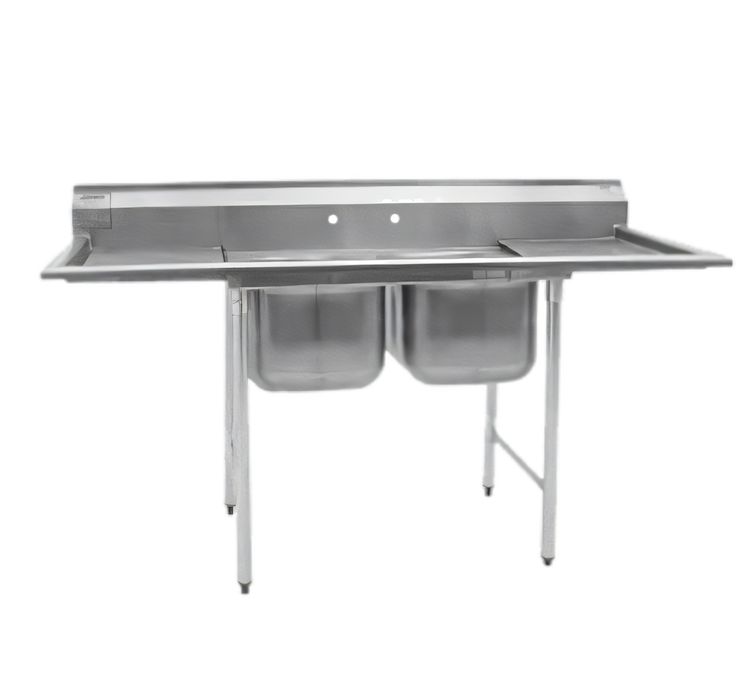 Product image #1 for Eagle Group 314 Series Two-Compartment Stainless Steel Sink with Left Drainboard and Backsplash, 56-5/8 x 27-1/2 Inches