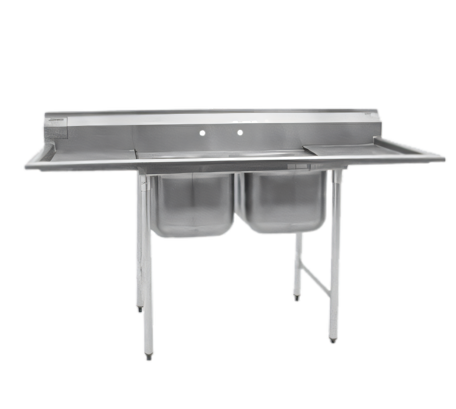 Product image #1 for Eagle Group 314 Series Two-Compartment Stainless Steel Sink with Left Drainboard and Backsplash, 56-5/8 x 27-1/2 Inches