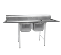 Eagle Group 314 Series Two-Compartment Stainless Steel Sink with Left Drainboard and Backsplash, 56-5/8 x 27-1/2 Inches
