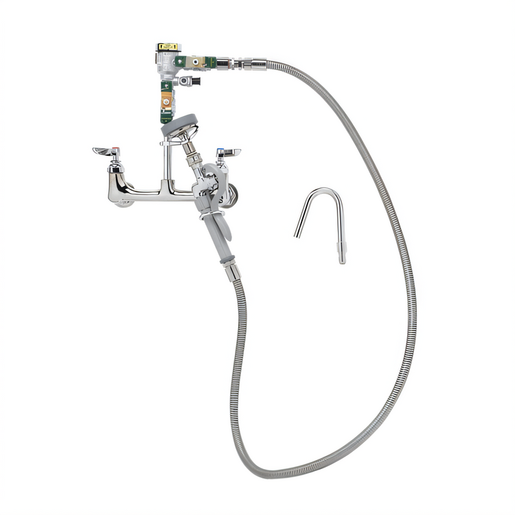 Product image #1 for T&S Brass Splash-Mounted Pot & Kettle Filler Faucet with 8-Inch Adjustable Centers and 68-Inch Flexible Hose