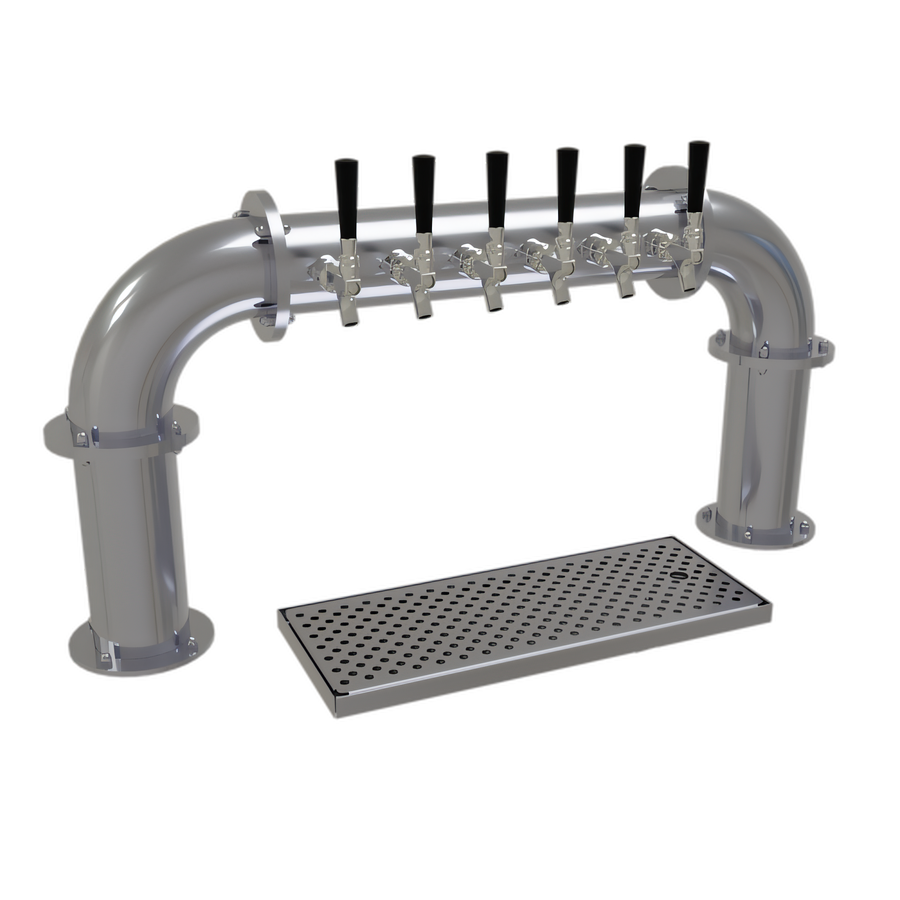 Product image #1 for Glycol-Cooled Stainless Steel Countertop Pipe Pass-Thru Draft Dispensing Tower, 6 Faucets, 2 Columns