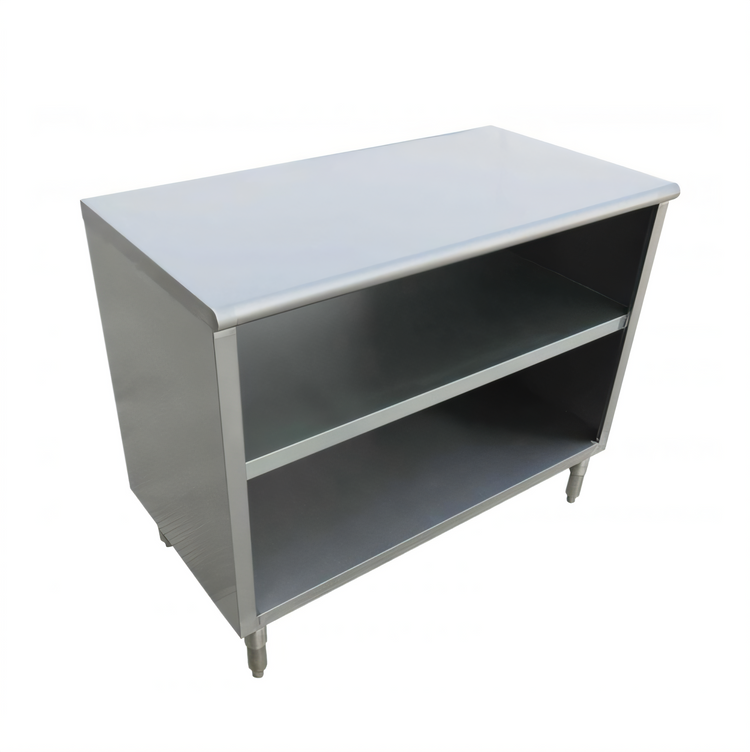 Product image #1 for 48-Inch Stainless Steel Dish Cabinet with Flat Top, Fixed Mid-Shelf, and Adjustable Bullet Feet