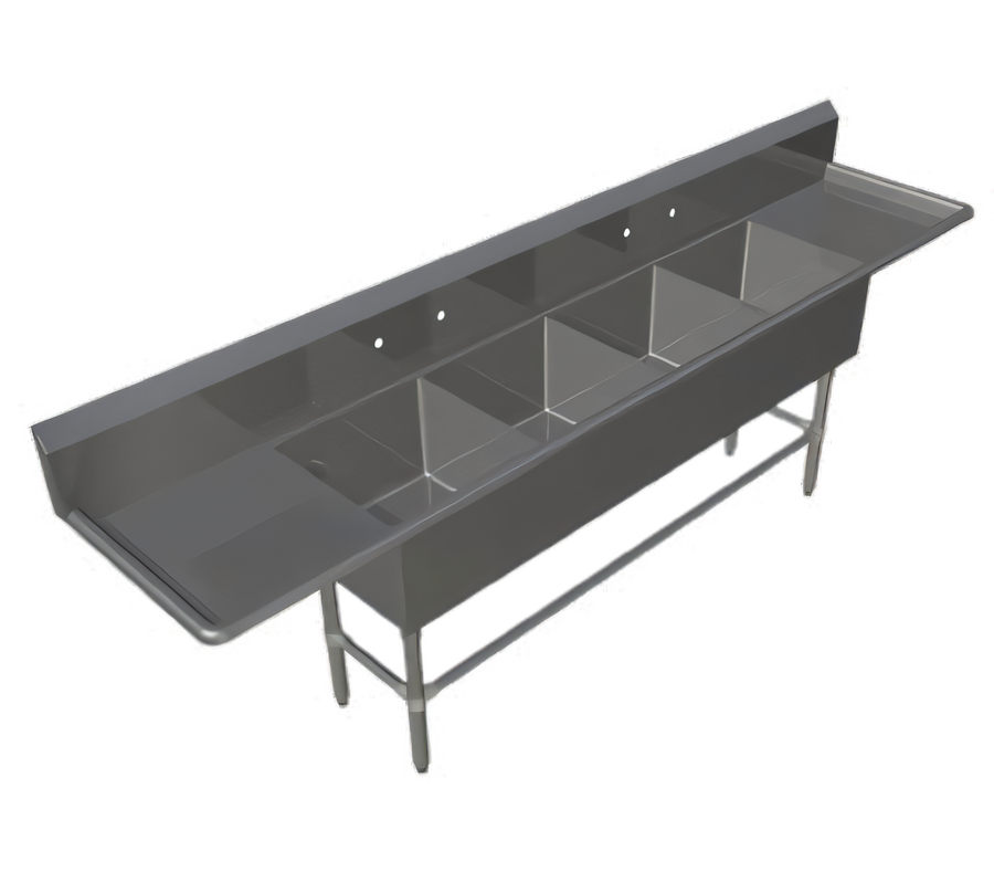 Product image #1 for John Boos Pro-Bowl 4-Compartment Sink with Left and Right 24-Inch Drainboards, 16 x 20 x 12 Inch Bowls