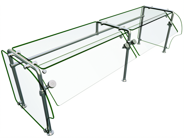 Product image #1 for Hatco Flav-R-Shield ES90-72 72-Inch 2-Bay Self-Service Tempered Glass Sneeze Guard