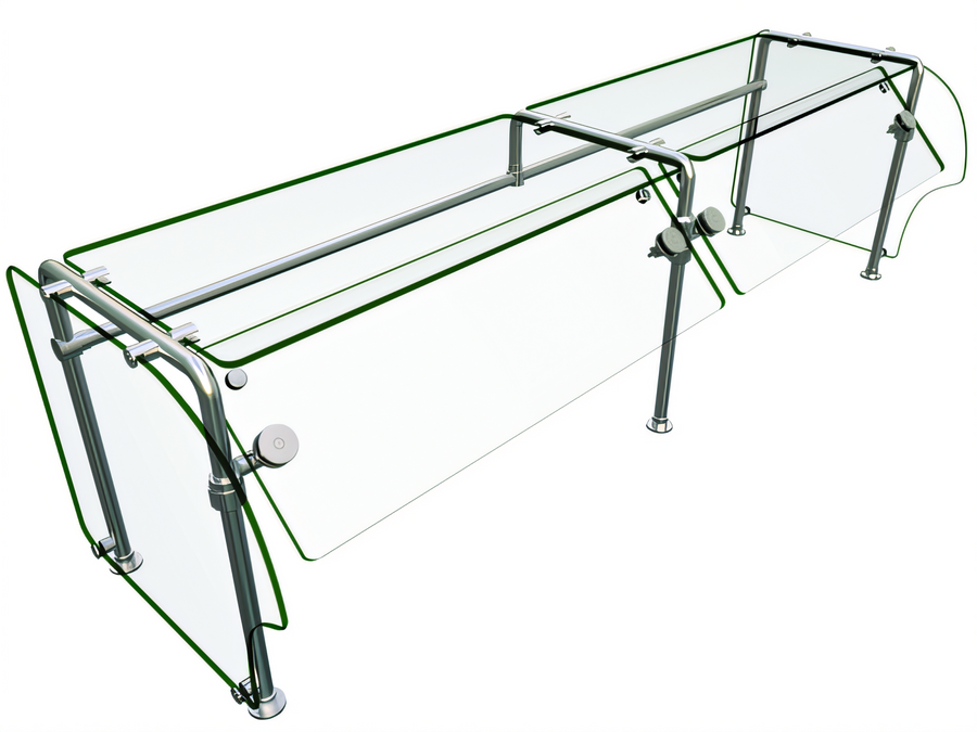 Product image #1 for Hatco Flav-R-Shield ES90-72 72-Inch 2-Bay Self-Service Tempered Glass Sneeze Guard