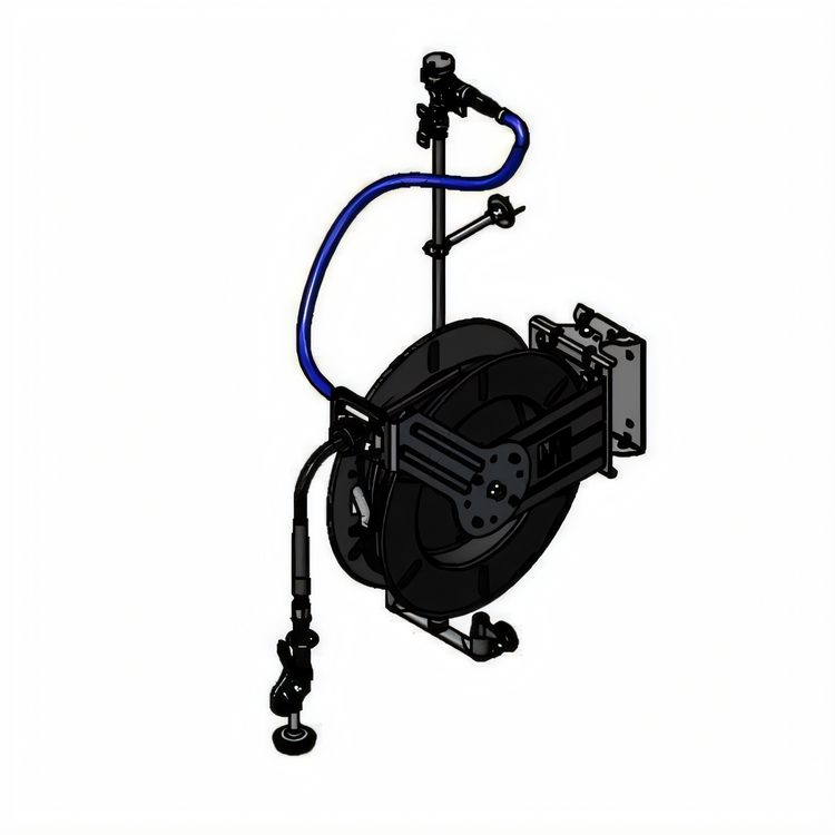 Product image #1 for Equip Open Epoxy-Coated Steel Wall-Mount Retractable Hose Reel System with 3/8" x 50 ft Hose and Mixing Faucet