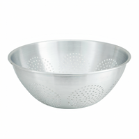Winco 12 Qt Round Aluminum Chinese Colander, 13-1/2 Inch Diameter x 5-1/2 Inch High