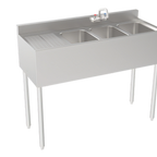Thumbnail image #1 for Krowne Silver Series 18-43R Three-Compartment Stainless Steel Underbar Bar Sink with Left Drainboard, 48-Inch Wide, Faucet Included