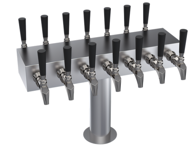 Product image #1 for Krowne Double-Sided T-Head Glycol-Cooled Countertop Beer Tower, 14-Faucet Capacity, 21-Inch Length