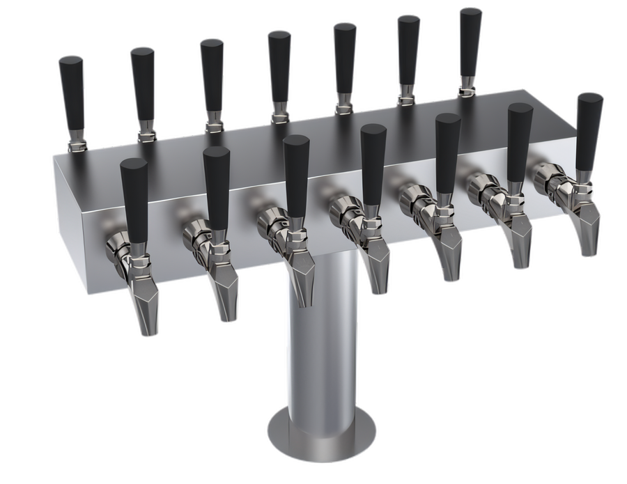 Product image #1 for Krowne Double-Sided T-Head Glycol-Cooled Countertop Beer Tower, 14-Faucet Capacity, 21-Inch Length
