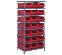 Quantum Heavy-Duty Stationary Wire Shelving Unit with 8 Shelves and 21 Storage Bins, 36 x 24 x 75 Inches