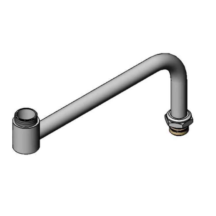 Product image #1 for T&S Brass Big-Flo 12 Inch Double Joint Faucet Nozzle, Back Section, Chrome-Plated Brass