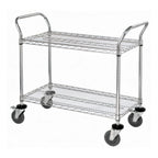 Thumbnail image #1 for Quantum WRC-1836-2 Chrome-Plated Wire Utility Bus Cart, 2 Shelves, 1,200 lb. Capacity, U-Handles, 36 x 18 Inches