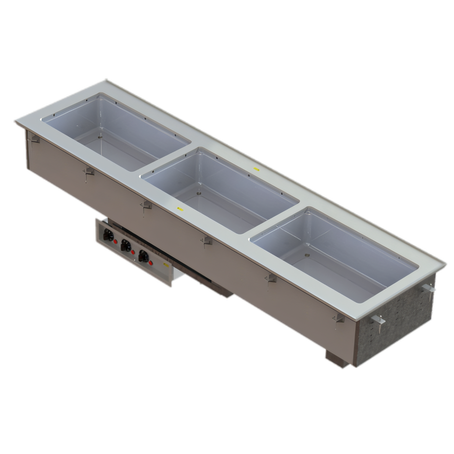 Product image #1 for Vollrath Short-Side 3-Pan Drop-In Hot Well with Infinite Controls and Standard Drain, 208-240V