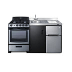 Thumbnail image #1 for Summit Commercial Summit Appliance ACK63GASBSS 63-Inch All-in-One Kitchenette with Gas Range, Refrigerator, Sink & Stainless Steel Countertop